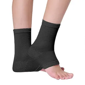 1 Pair Kids Compression Sleeves Foot Arch Support,Kids Children Ankle Brace,Plantar Fasciitis Sock for sprained ankle or sports (Black)