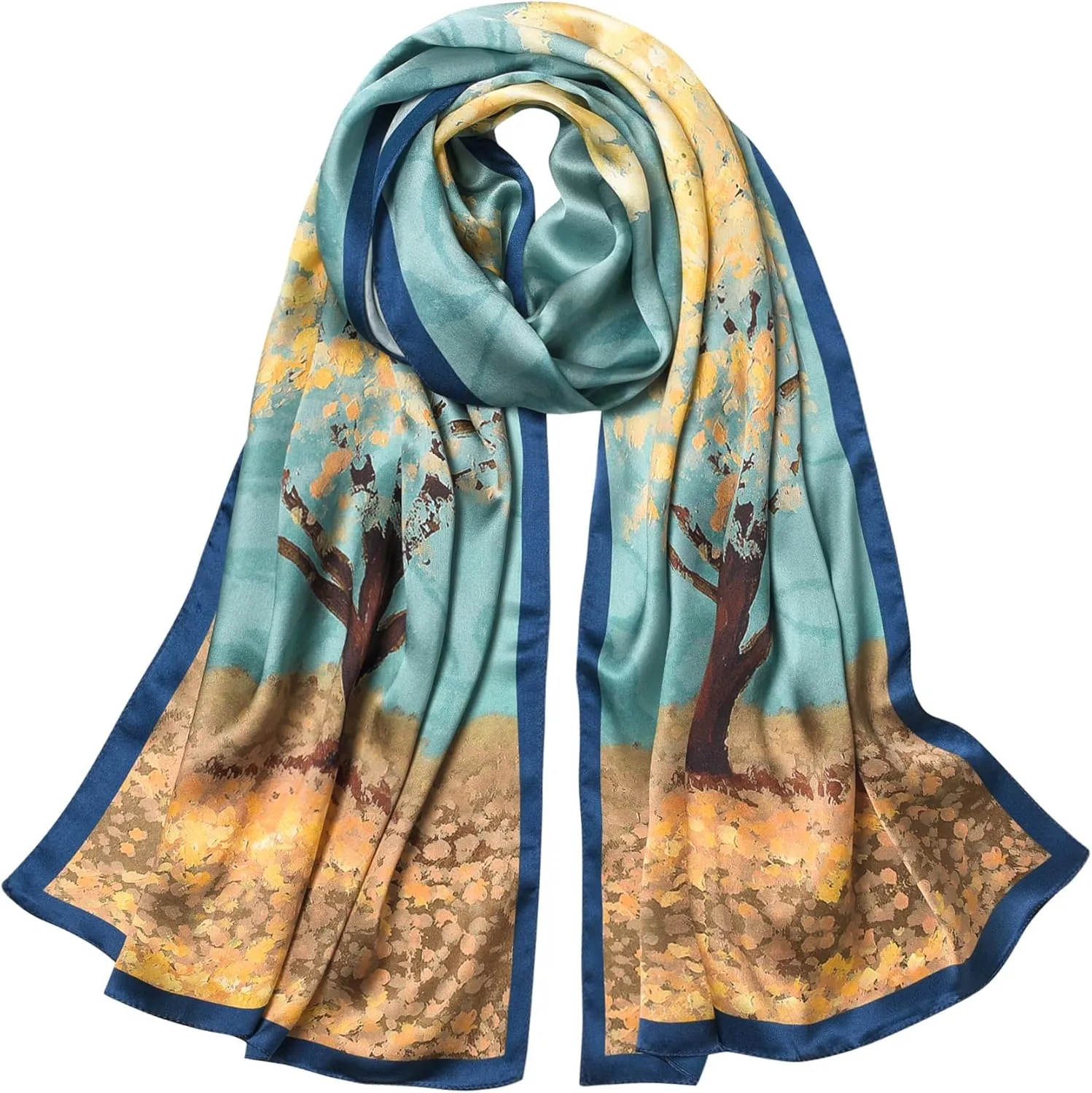 100% Mulberry Silk Scarf - 70'' X 21'' Long Satin Fashion Designer Scarf - Lightweight Wraps with Gift Packed
