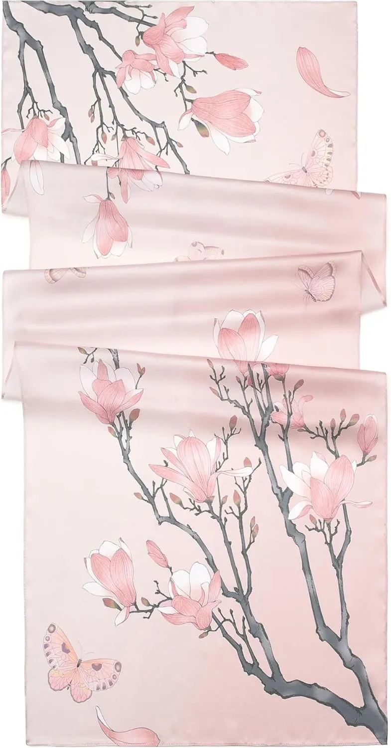 100% Mulberry Silk Scarf - 70'' X 21'' Long Satin Fashion Designer Scarf - Lightweight Wraps with Gift Packed