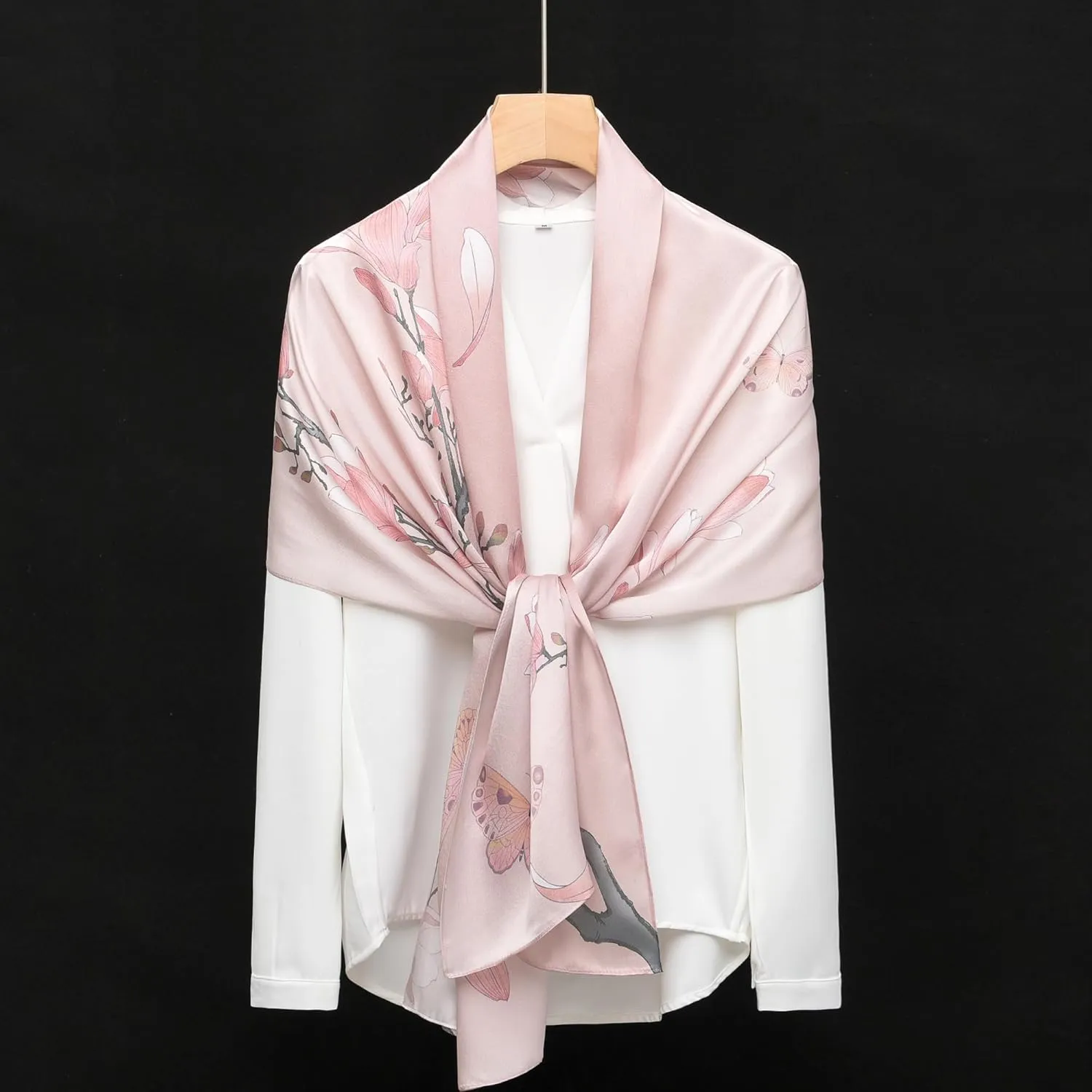 100% Mulberry Silk Scarf - 70'' X 21'' Long Satin Fashion Designer Scarf - Lightweight Wraps with Gift Packed