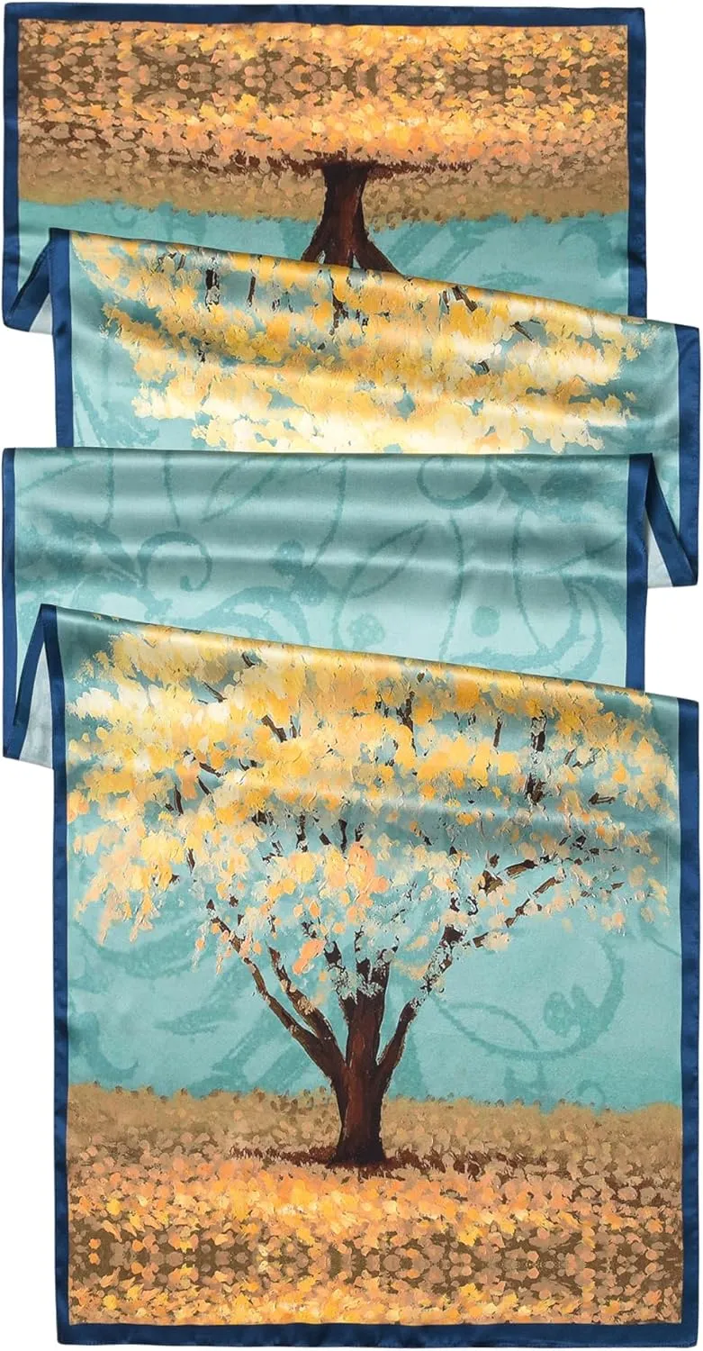 100% Mulberry Silk Scarf - 70'' X 21'' Long Satin Fashion Designer Scarf - Lightweight Wraps with Gift Packed