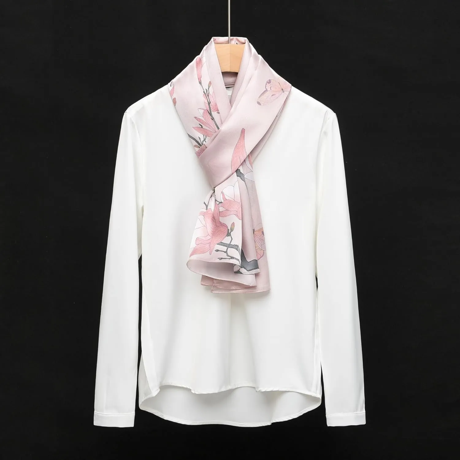 100% Mulberry Silk Scarf - 70'' X 21'' Long Satin Fashion Designer Scarf - Lightweight Wraps with Gift Packed