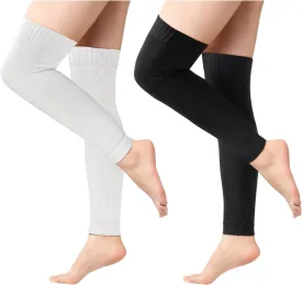 2 Pairs Warm Leg Warmers, Women's Winter Over Knee High Footless Socks Knit Warm Long Leg Warmers