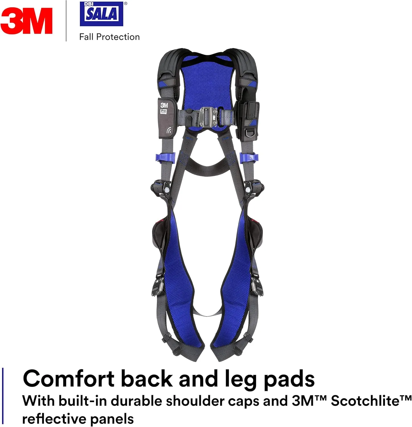 3M 1113004 DBI-SALA ExoFit X300 Comfort Vest Safety Harness Fall Protection, OSHA, ANSI, General Industry, Aluminum Back D-Ring, Auto-Locking Quick Connect Leg and Chest Straps, Medium