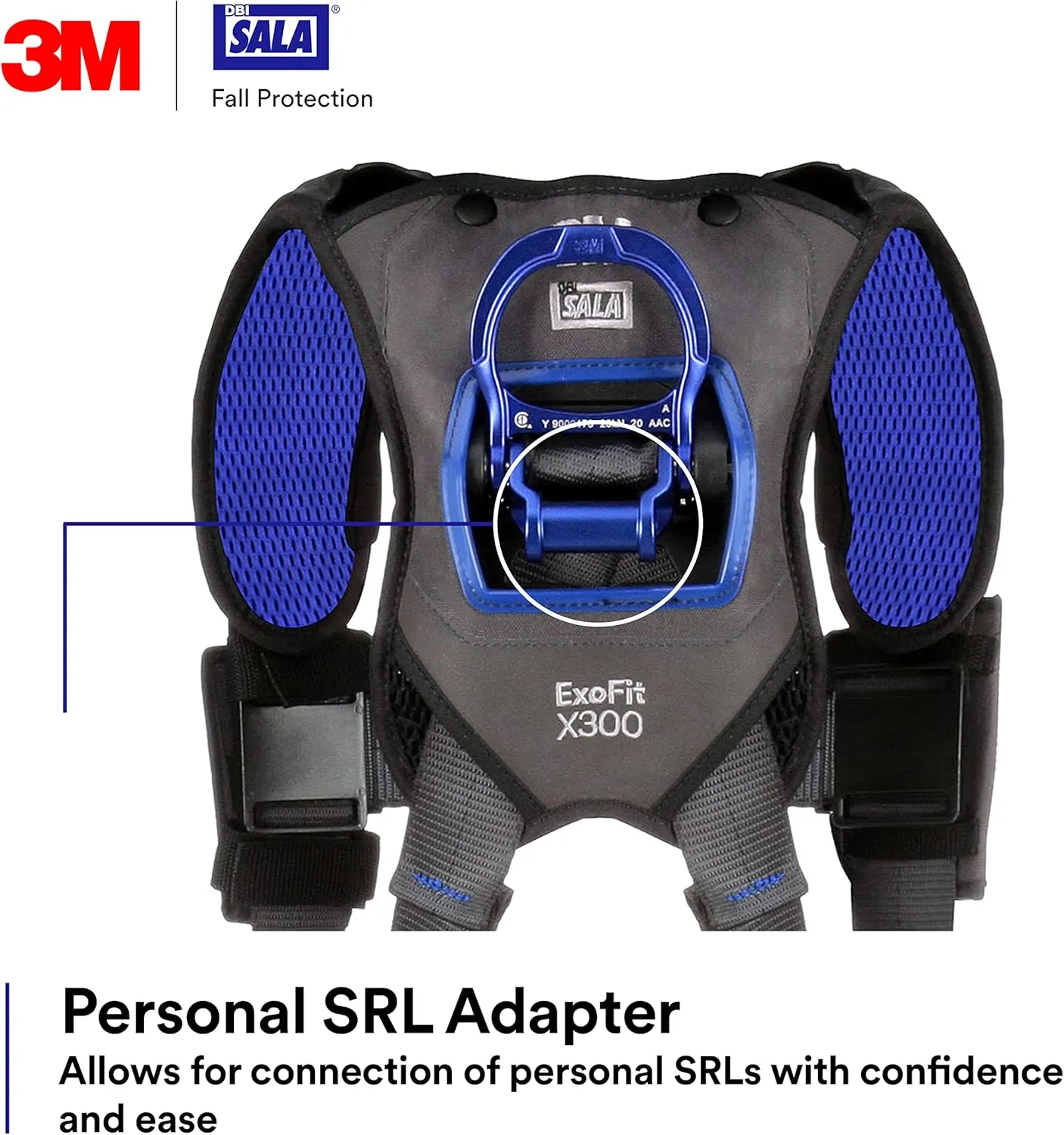 3M 1113004 DBI-SALA ExoFit X300 Comfort Vest Safety Harness Fall Protection, OSHA, ANSI, General Industry, Aluminum Back D-Ring, Auto-Locking Quick Connect Leg and Chest Straps, Medium
