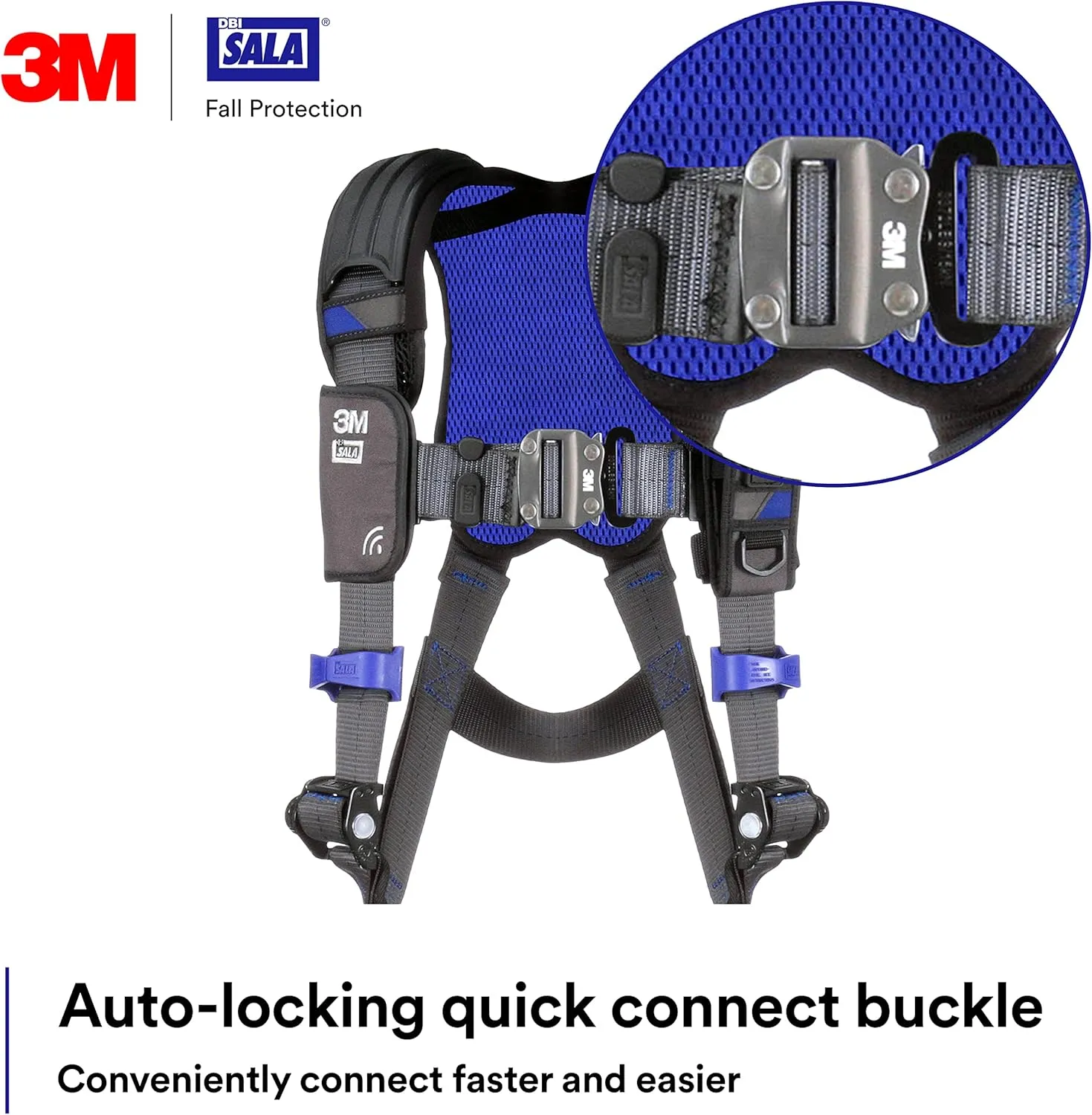 3M 1113004 DBI-SALA ExoFit X300 Comfort Vest Safety Harness Fall Protection, OSHA, ANSI, General Industry, Aluminum Back D-Ring, Auto-Locking Quick Connect Leg and Chest Straps, Medium