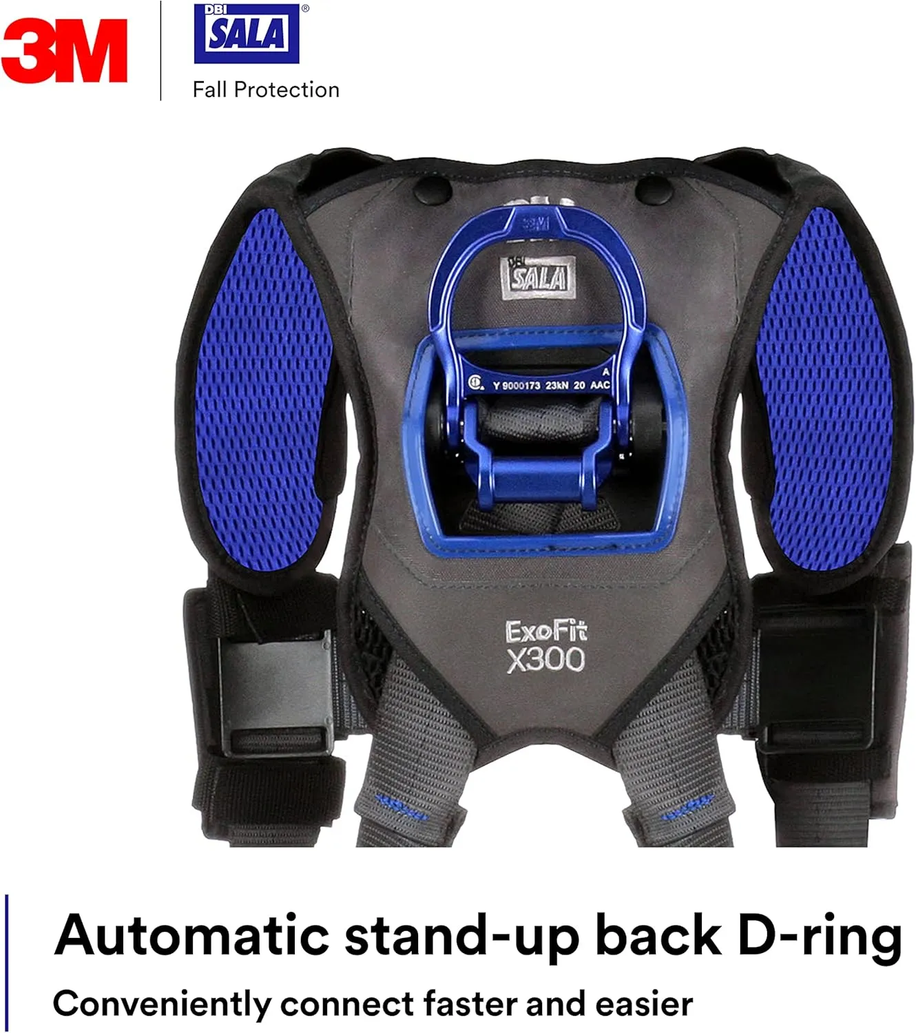 3M 1113004 DBI-SALA ExoFit X300 Comfort Vest Safety Harness Fall Protection, OSHA, ANSI, General Industry, Aluminum Back D-Ring, Auto-Locking Quick Connect Leg and Chest Straps, Medium