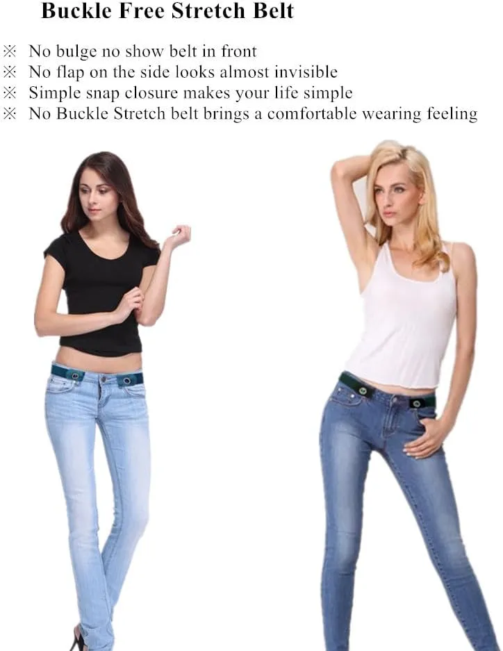 4 Pieces Buckle Free Stretch Belt Comfortable Invisible Elastic Belt Adjustable Belt