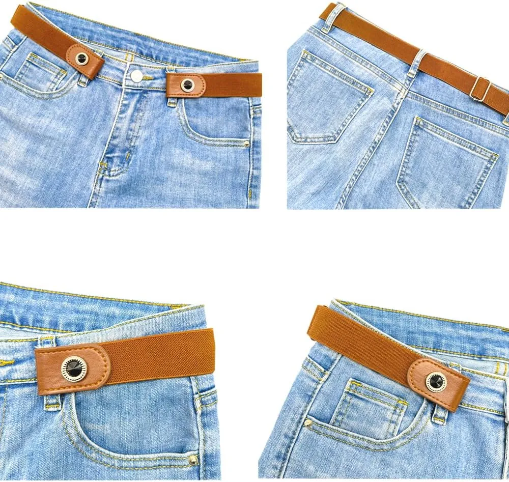 4 Pieces Buckle Free Stretch Belt Comfortable Invisible Elastic Belt Adjustable Belt