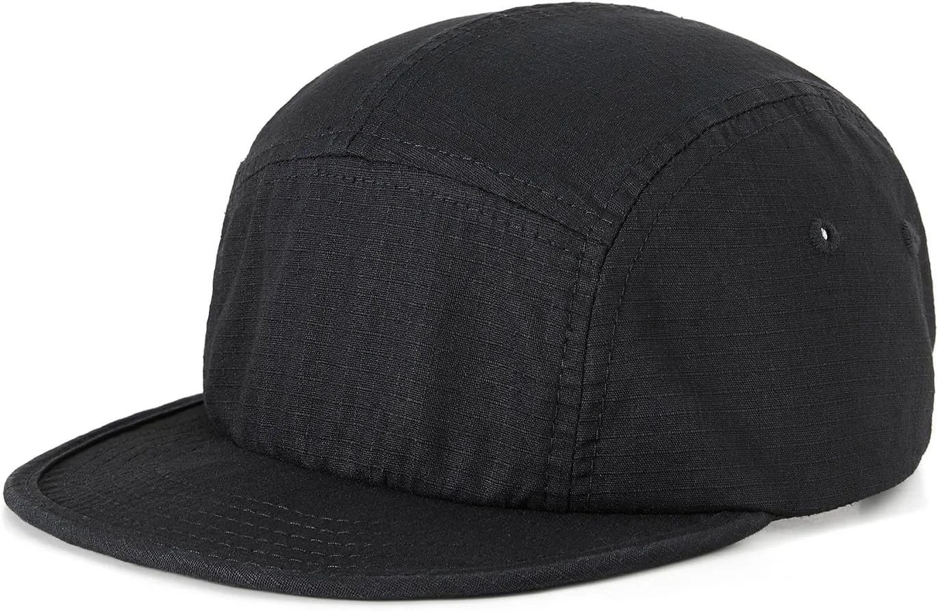 5 Panel Flat Brim Baseball Caps Vintage Washed Cotton Soft Bill Trucker Hats Short Brim Strapback Hip Hop Biker Board Cap