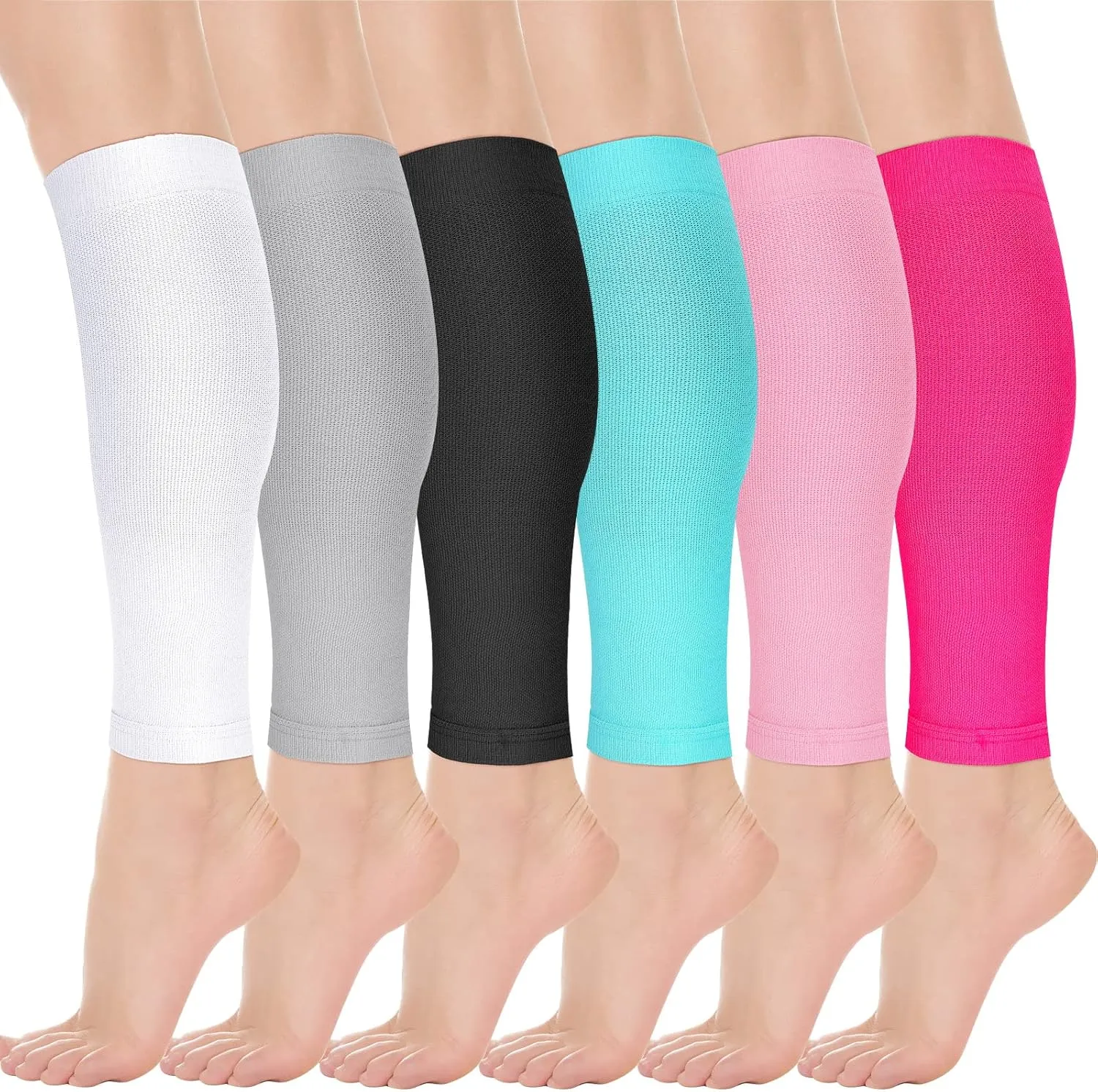 6 Pairs Calf Compression Sleeve Women Footless Compression Stockings Elastic Leg Sleeve for Running Nurse Pregnant