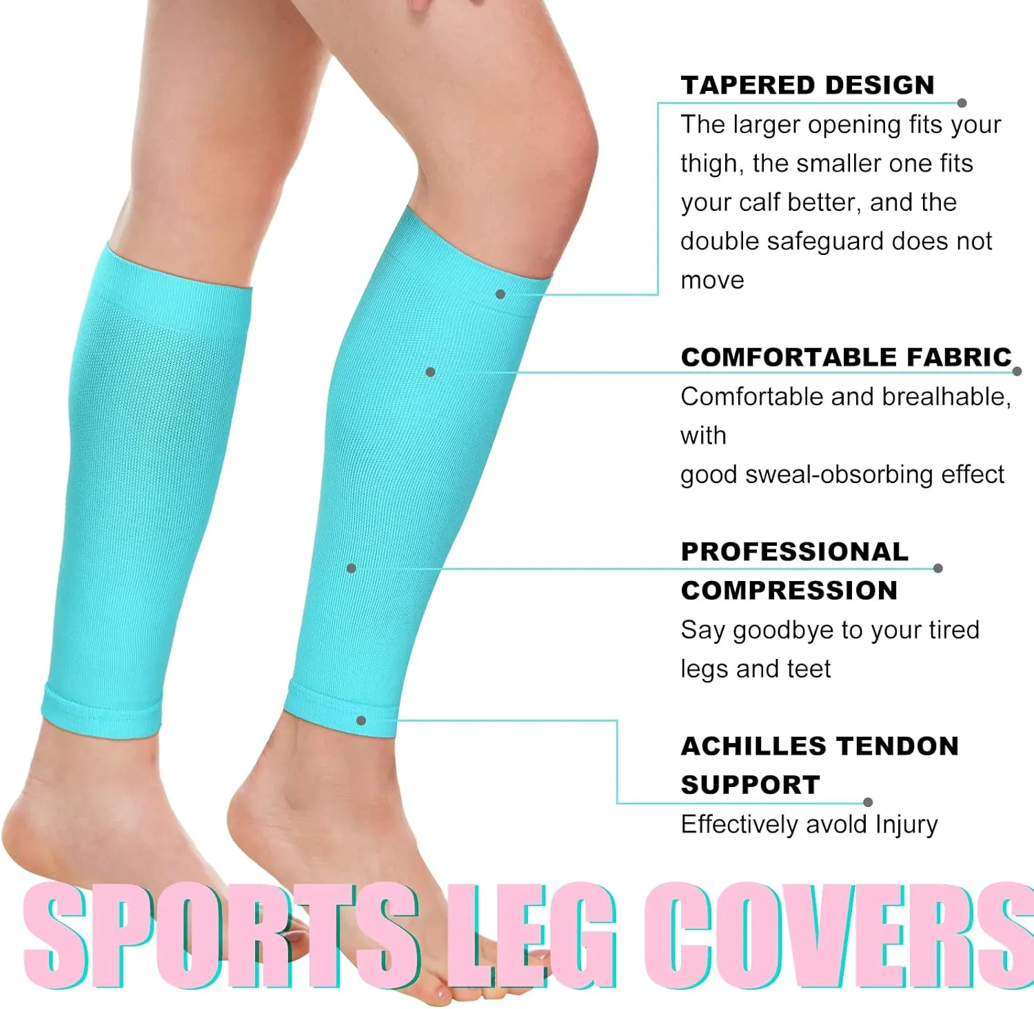 6 Pairs Calf Compression Sleeve Women Footless Compression Stockings Elastic Leg Sleeve for Running Nurse Pregnant