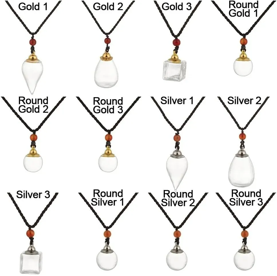 925 Sterling Silver Blood Vial Pendant Necklace for Women and Men - Glass Perfume Bottle Jewelry - Water Container Jar for Liquid Oil Diffuser