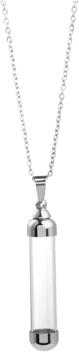 925 Sterling Silver Blood Vial Pendant Necklace for Women and Men - Glass Perfume Bottle Jewelry - Water Container Jar for Liquid Oil Diffuser