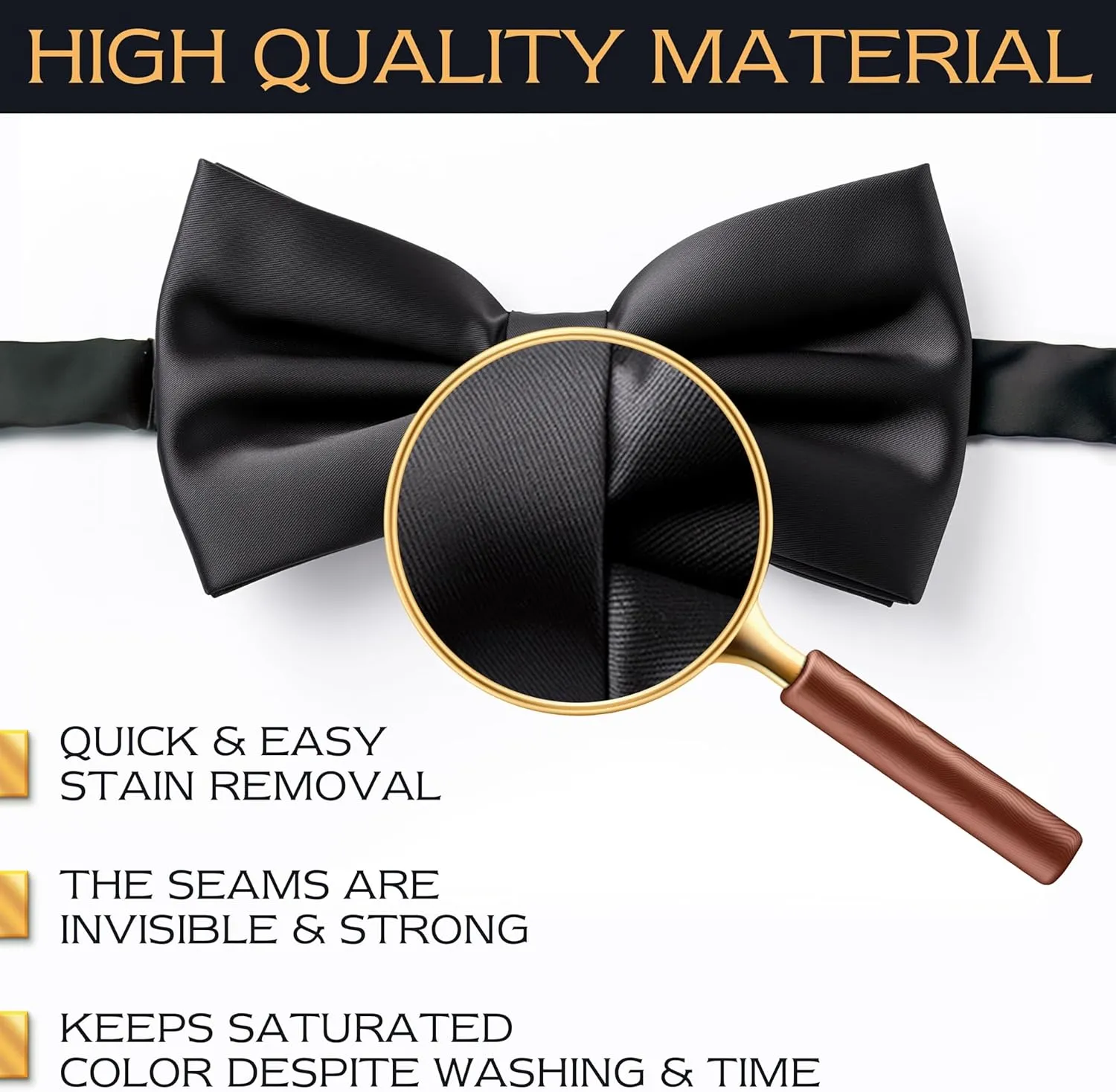 Adam Young Men's Bow Ties Pre-Tied Style Formal Satin Classic Bowtie for Tuxedo Faux Silk