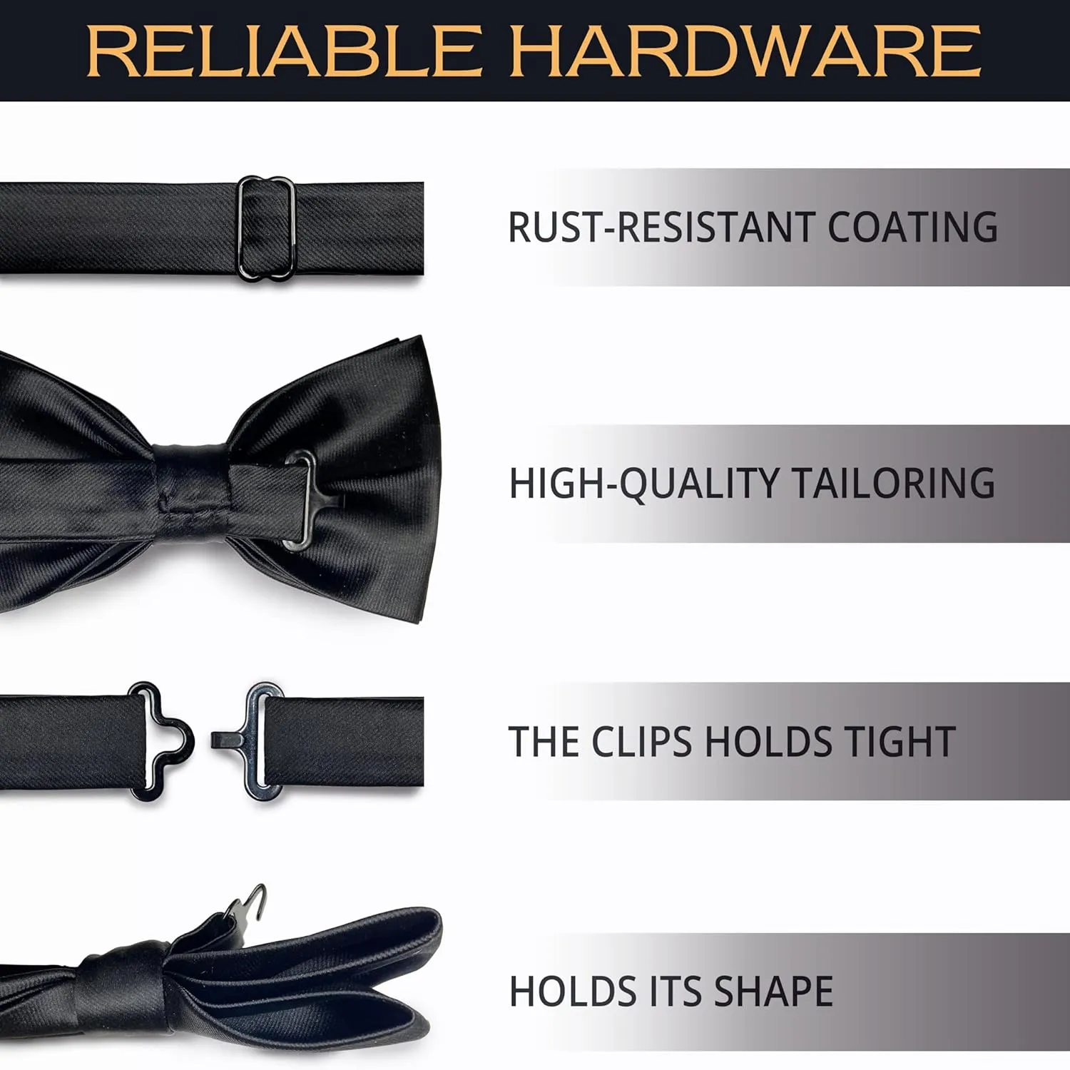 Adam Young Men's Bow Ties Pre-Tied Style Formal Satin Classic Bowtie for Tuxedo Faux Silk