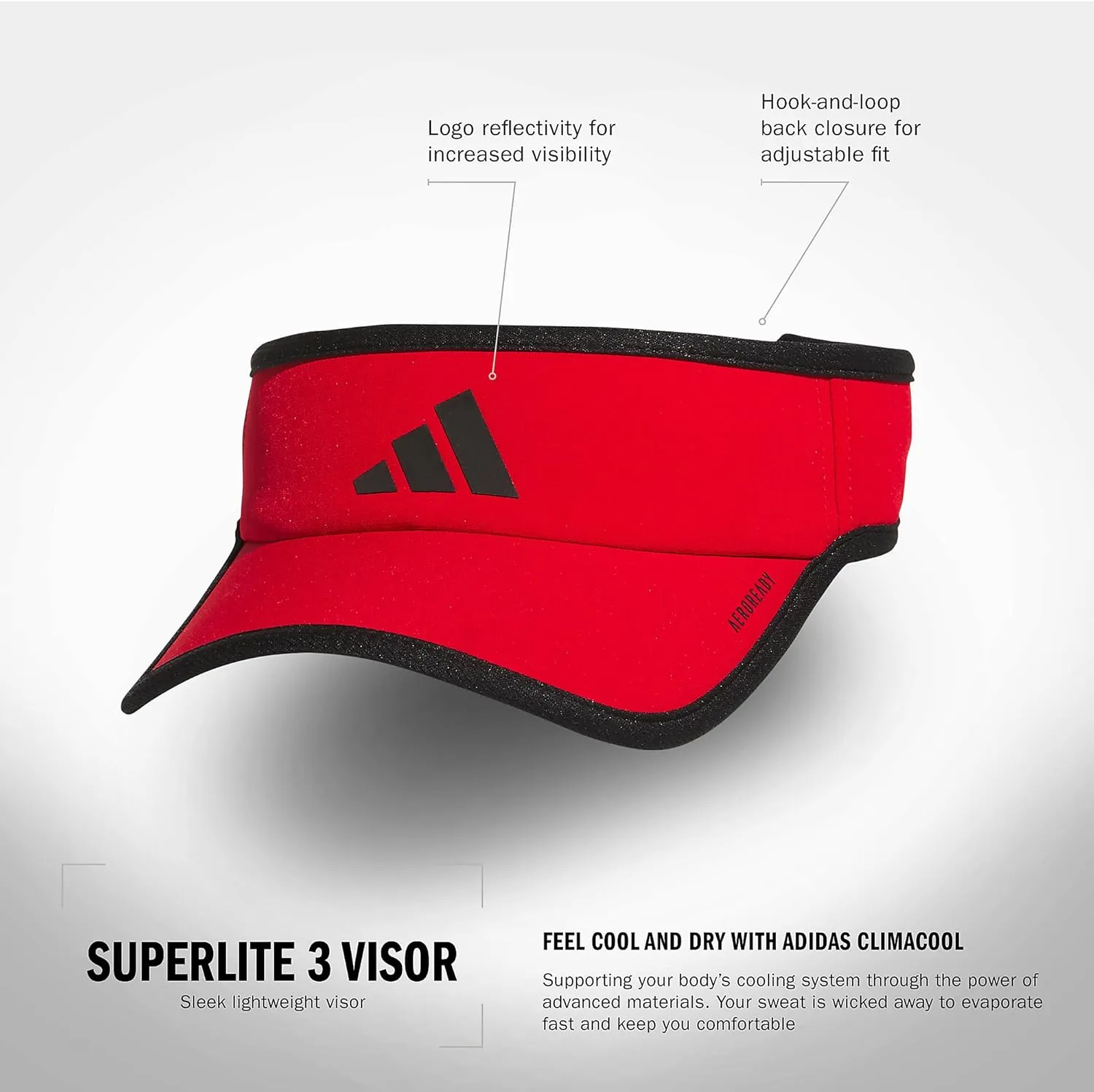 adidas Men's Superlite Adjustable Fit Sport Performance Visor