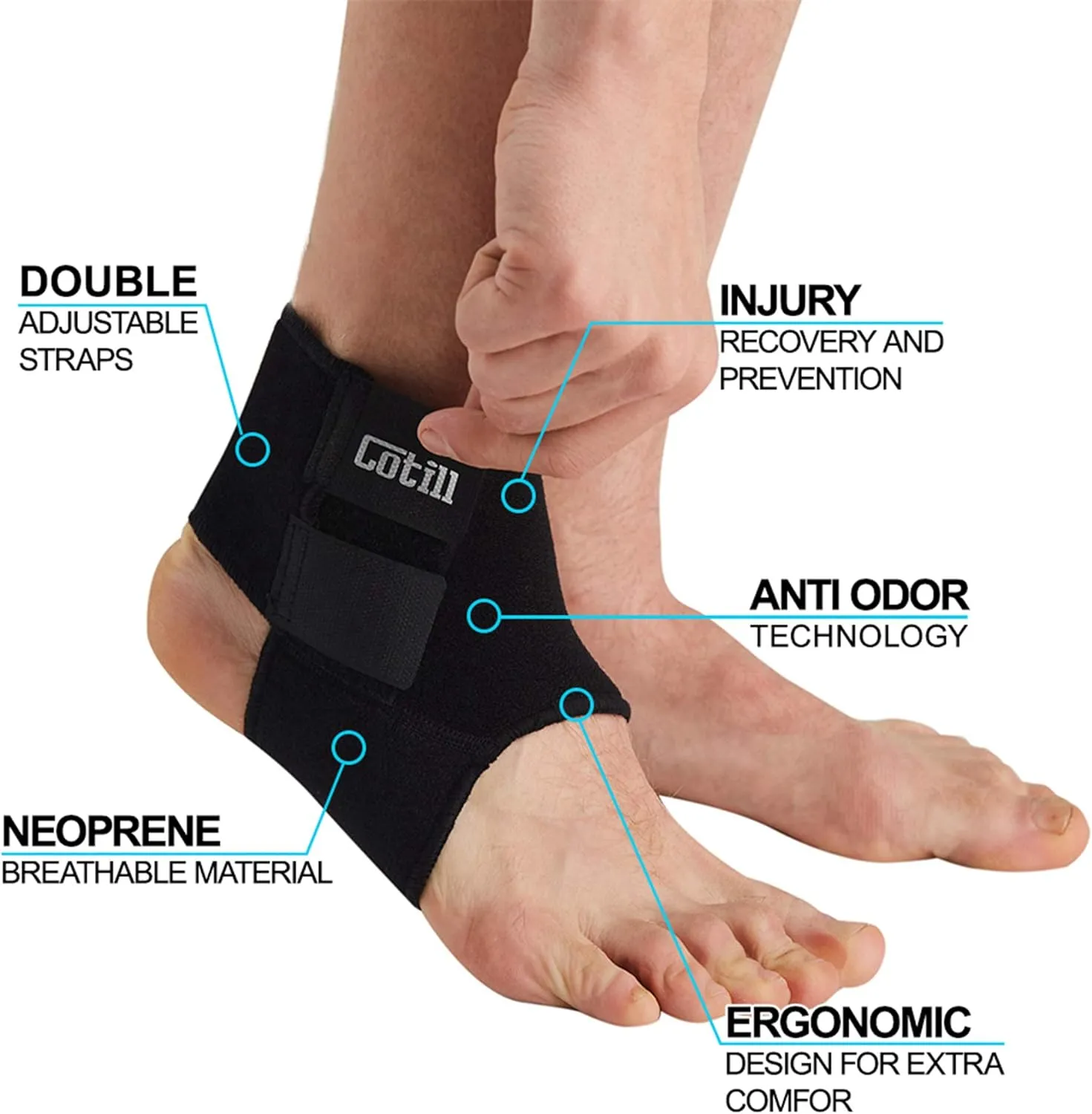 Ankle Support for Men and Women - Neoprene Breathable Adjustable Ankle Brace Sprain for Running, Basketball