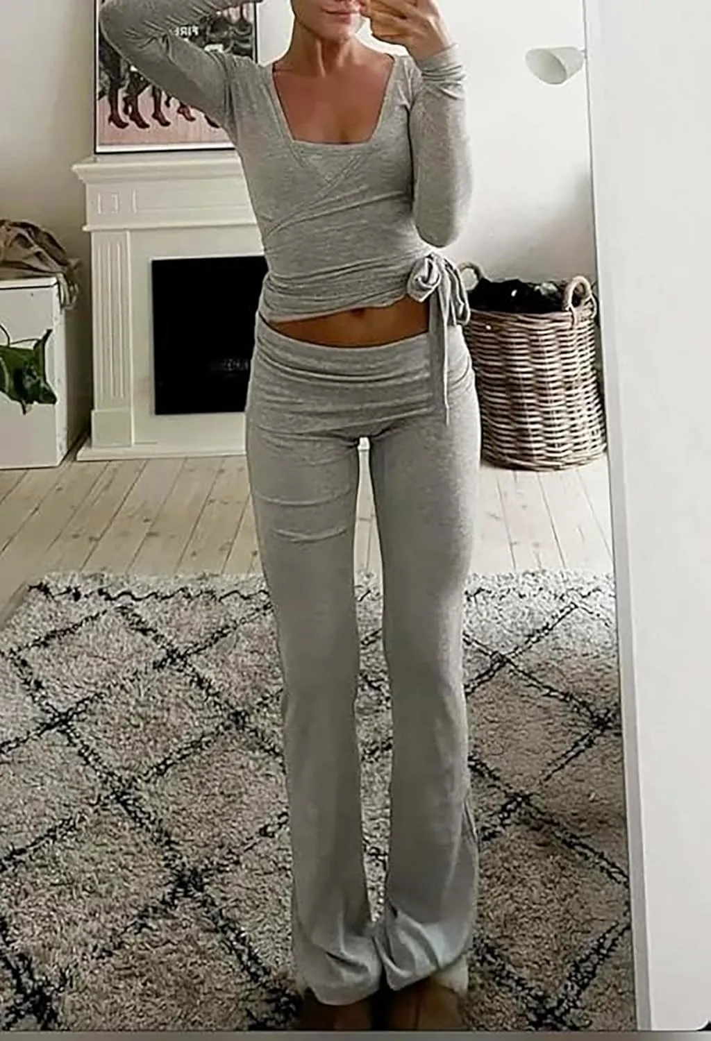 Ballet Wrap Top for Women Pilates Yoga Workout Slim Fit Front Cross Tie Shirts Long Sleeve Shrug Cover Up Dance Top