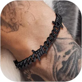 Bandmax Cuban Link Chain Bracelet for Men Women, Silver/Gold/Black Hip Hop Punk Biker Hand Chain Bracelets 7"-9" Mens Chunky Chain Jewelry