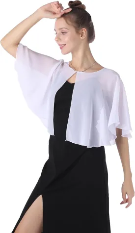 Baoqiya Capelets for women Chiffon Cape Soft Shawls and Wraps Wedding Capes 1920s flapper Cover Up