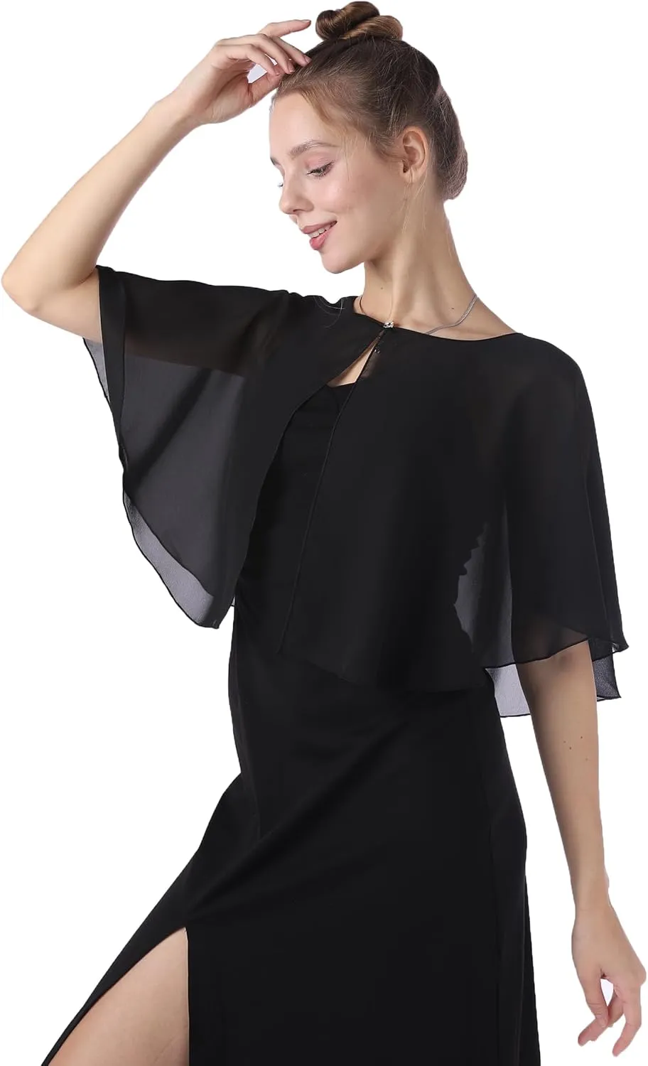 Baoqiya Capelets for women Chiffon Cape Soft Shawls and Wraps Wedding Capes 1920s flapper Cover Up