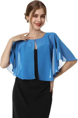 Baoqiya Capelets for women Chiffon Cape Soft Shawls and Wraps Wedding Capes 1920s flapper Cover Up