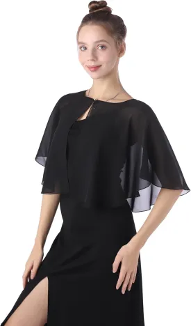 Baoqiya Capelets for women Chiffon Cape Soft Shawls and Wraps Wedding Capes 1920s flapper Cover Up