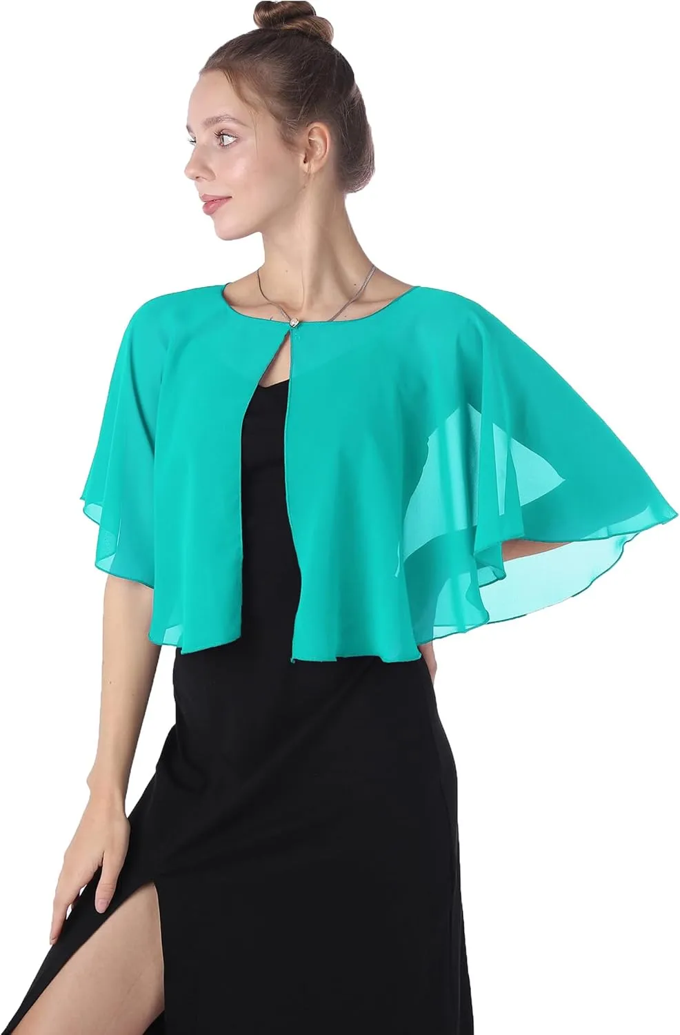Baoqiya Capelets for women Chiffon Cape Soft Shawls and Wraps Wedding Capes 1920s flapper Cover Up