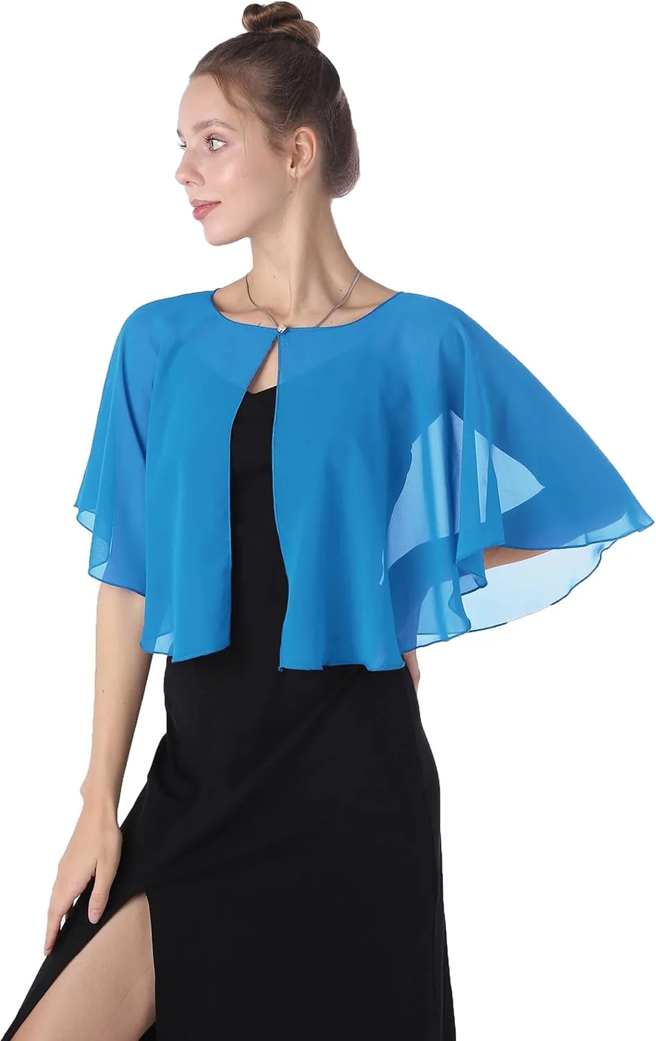 Baoqiya Capelets for women Chiffon Cape Soft Shawls and Wraps Wedding Capes 1920s flapper Cover Up