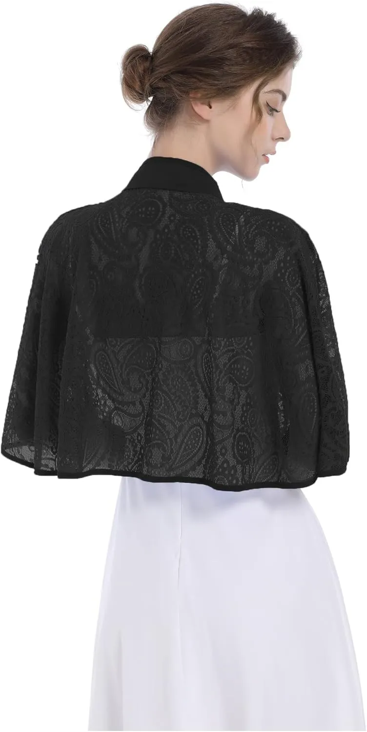 Baoqiya Capelets for women Chiffon Cape Soft Shawls and Wraps Wedding Capes 1920s flapper Cover Up