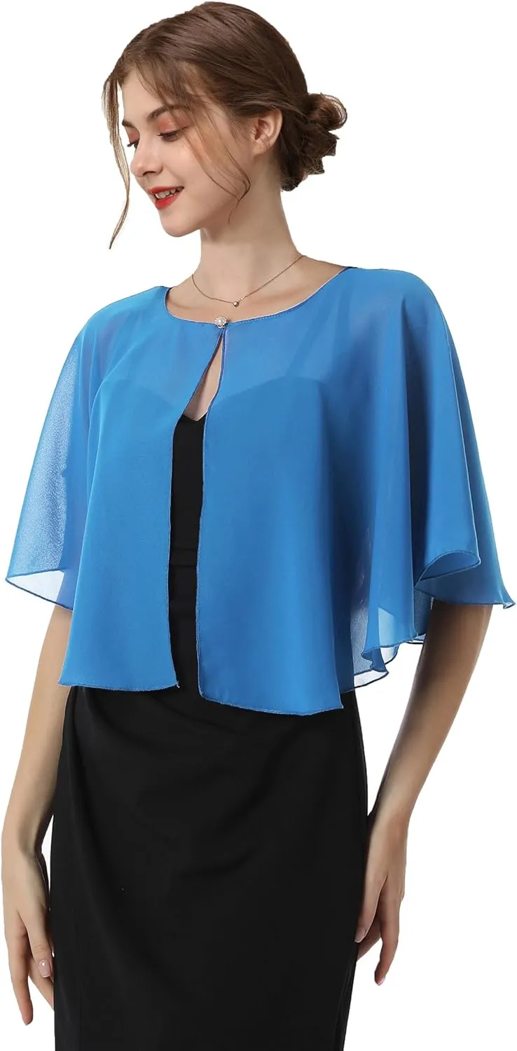 Baoqiya Capelets for women Chiffon Cape Soft Shawls and Wraps Wedding Capes 1920s flapper Cover Up