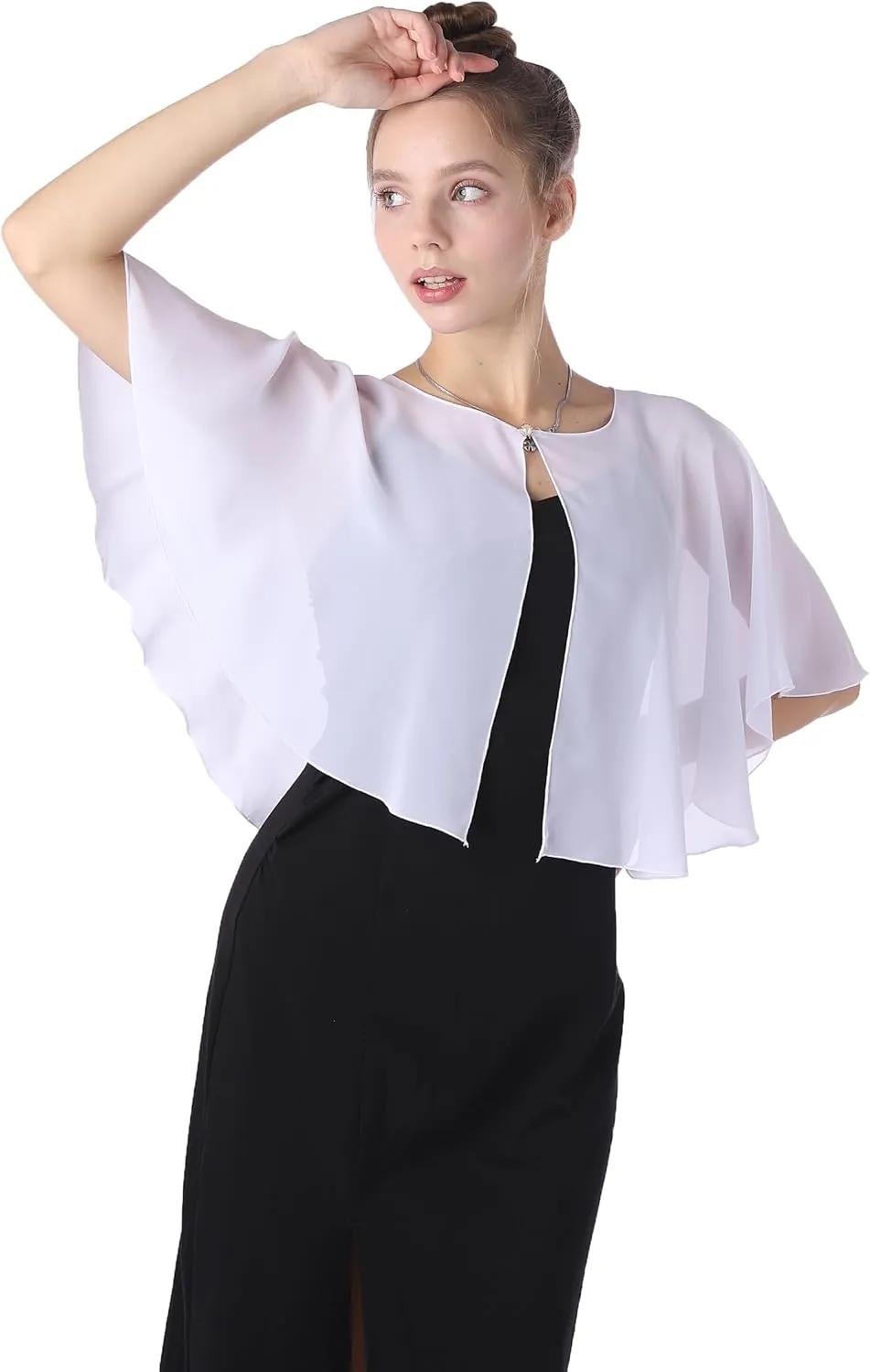 Baoqiya Capelets for women Chiffon Cape Soft Shawls and Wraps Wedding Capes 1920s flapper Cover Up