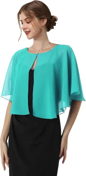 Baoqiya Capelets for women Chiffon Cape Soft Shawls and Wraps Wedding Capes 1920s flapper Cover Up