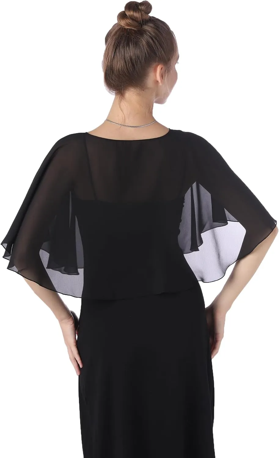 Baoqiya Capelets for women Chiffon Cape Soft Shawls and Wraps Wedding Capes 1920s flapper Cover Up