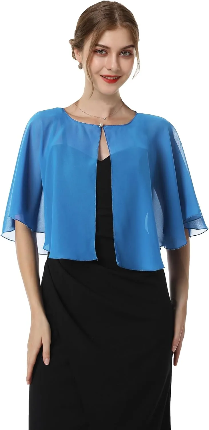Baoqiya Capelets for women Chiffon Cape Soft Shawls and Wraps Wedding Capes 1920s flapper Cover Up