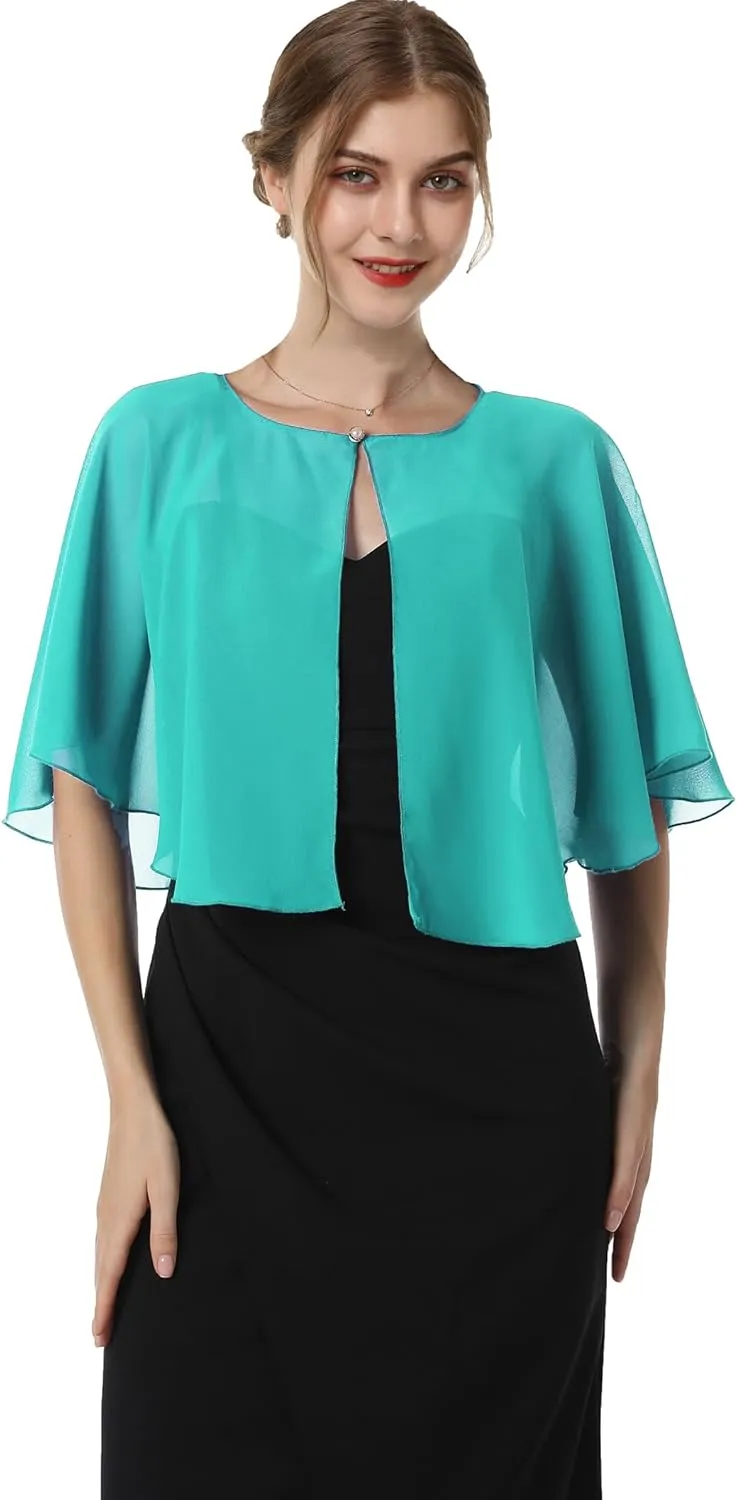 Baoqiya Capelets for women Chiffon Cape Soft Shawls and Wraps Wedding Capes 1920s flapper Cover Up