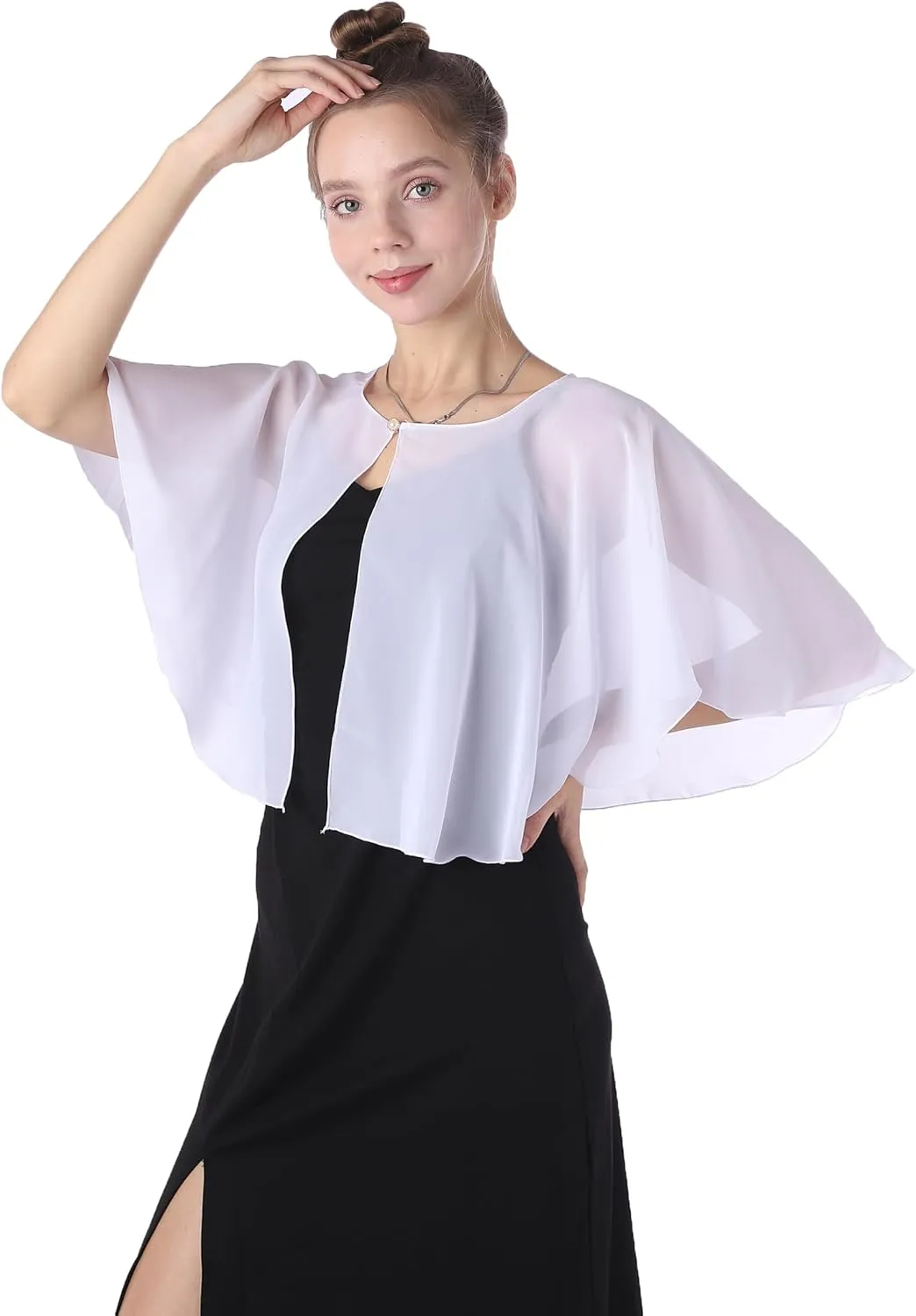 Baoqiya Capelets for women Chiffon Cape Soft Shawls and Wraps Wedding Capes 1920s flapper Cover Up