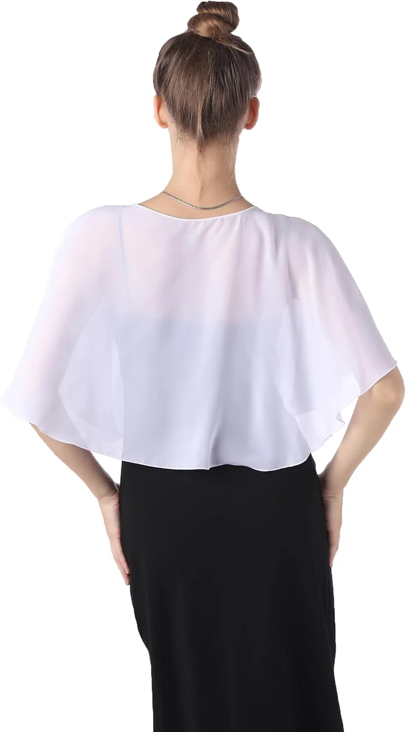 Baoqiya Capelets for women Chiffon Cape Soft Shawls and Wraps Wedding Capes 1920s flapper Cover Up