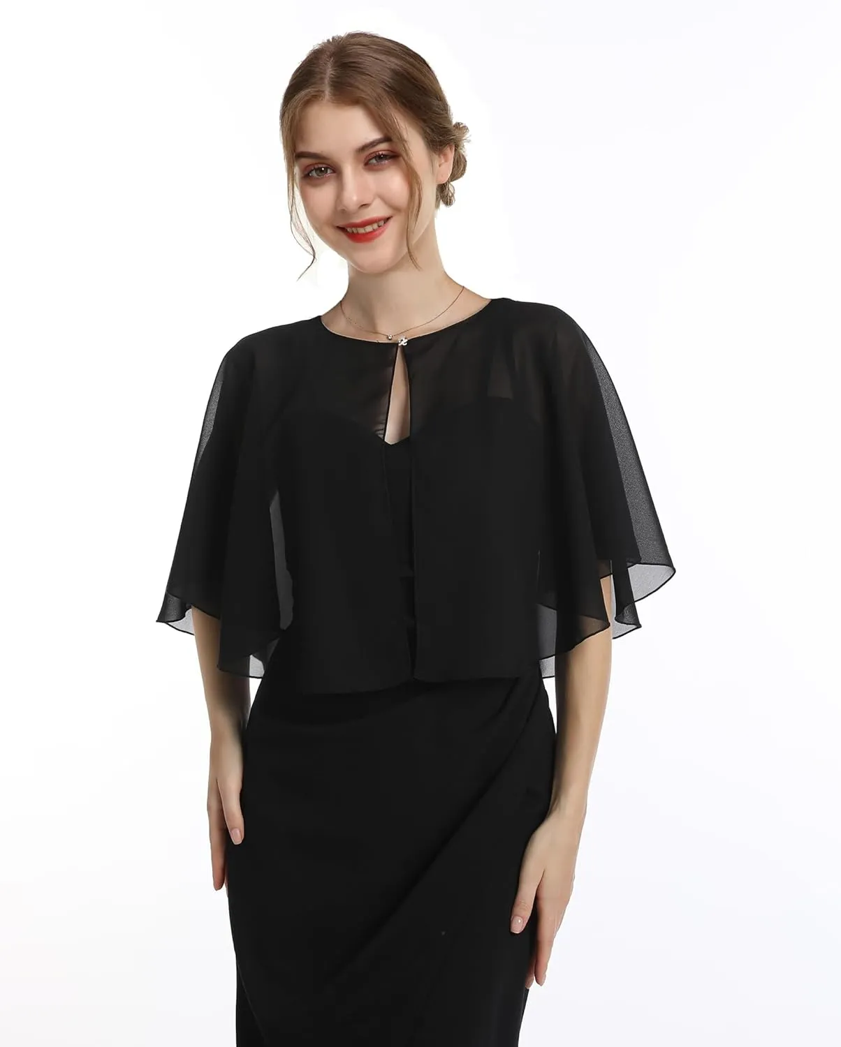 Baoqiya Capelets for women Chiffon Cape Soft Shawls and Wraps Wedding Capes 1920s flapper Cover Up
