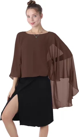Baoqiya Chiffon Capes Sheer Capelets Long Cape Poncho For Women Plus Size