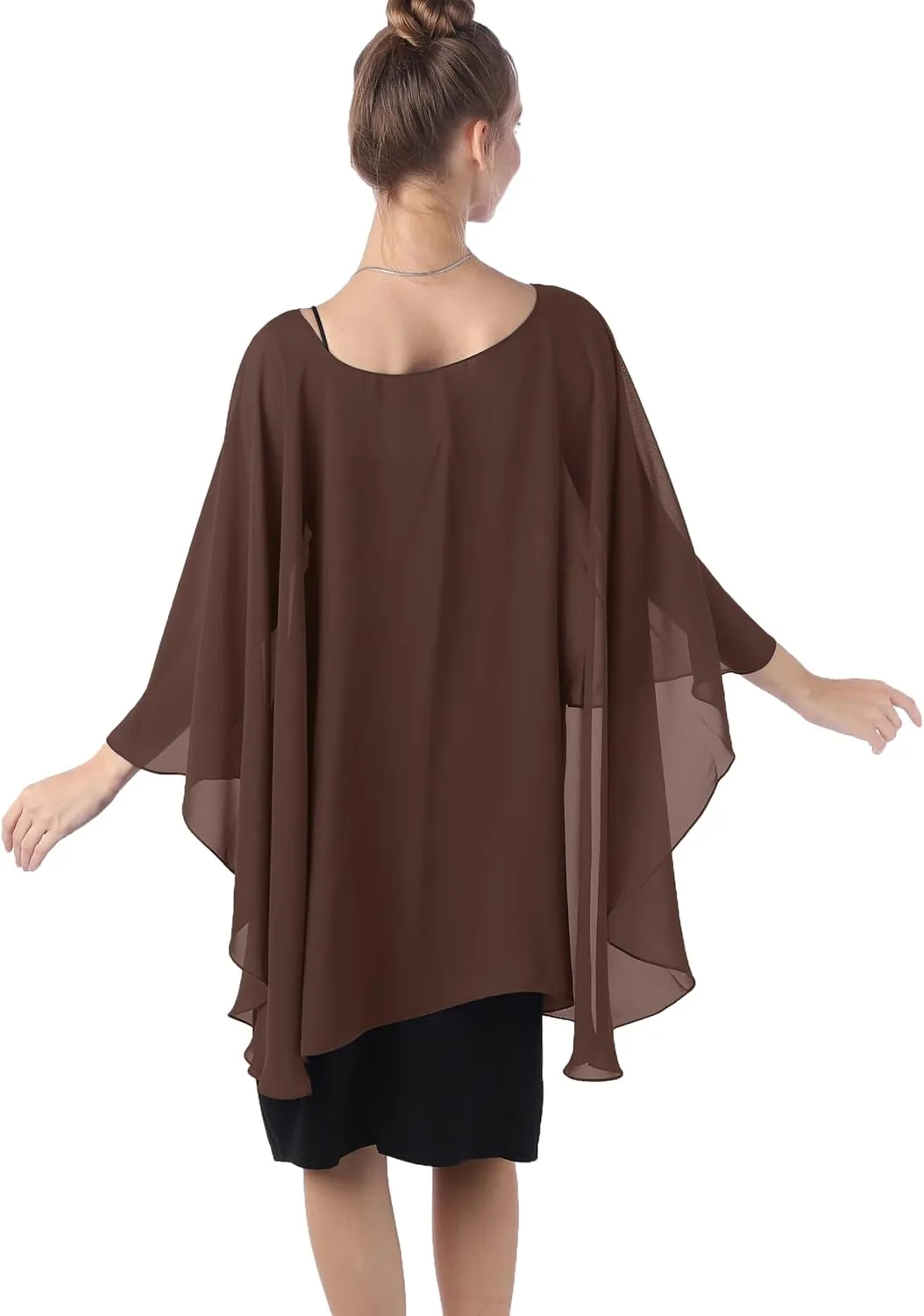 Baoqiya Chiffon Capes Sheer Capelets Long Cape Poncho For Women Plus Size