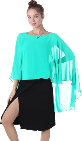 Baoqiya Chiffon Capes Sheer Capelets Long Cape Poncho For Women Plus Size