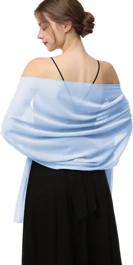 Baoqiya Women's Shawls and Wraps for Evening Dress Chiffon Shawl Soft Elegant Silky Pashmina Wedding Bridal Scarf