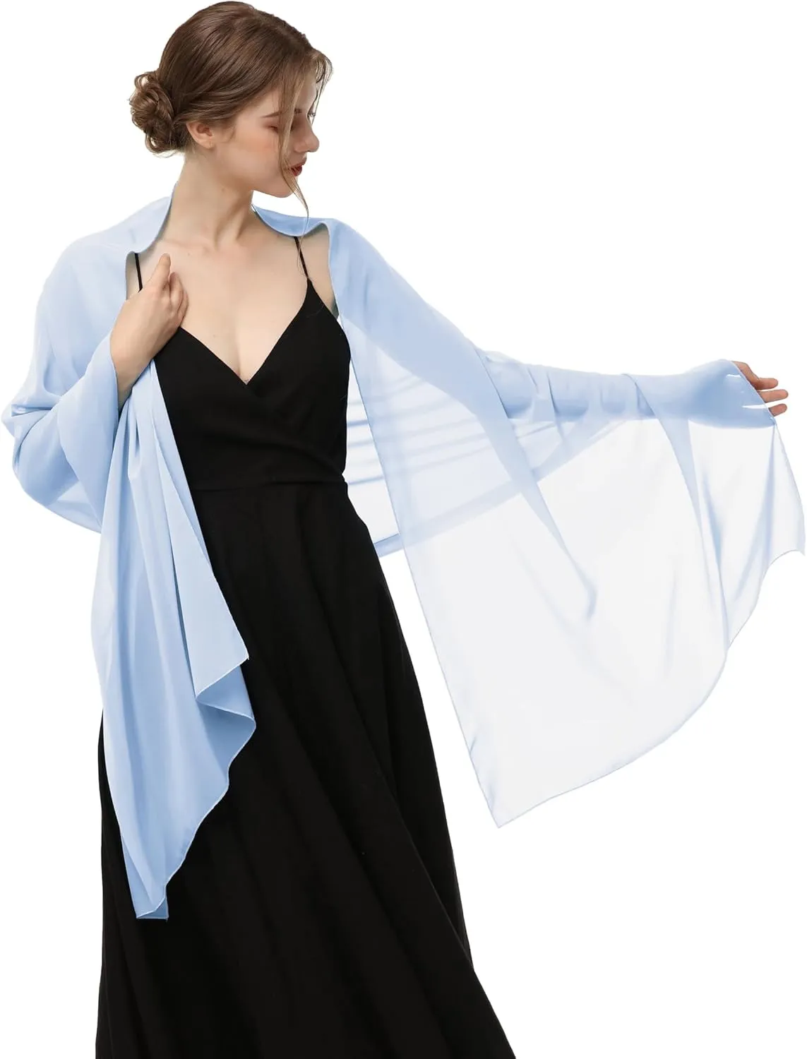 Baoqiya Women's Shawls and Wraps for Evening Dress Chiffon Shawl Soft Elegant Silky Pashmina Wedding Bridal Scarf