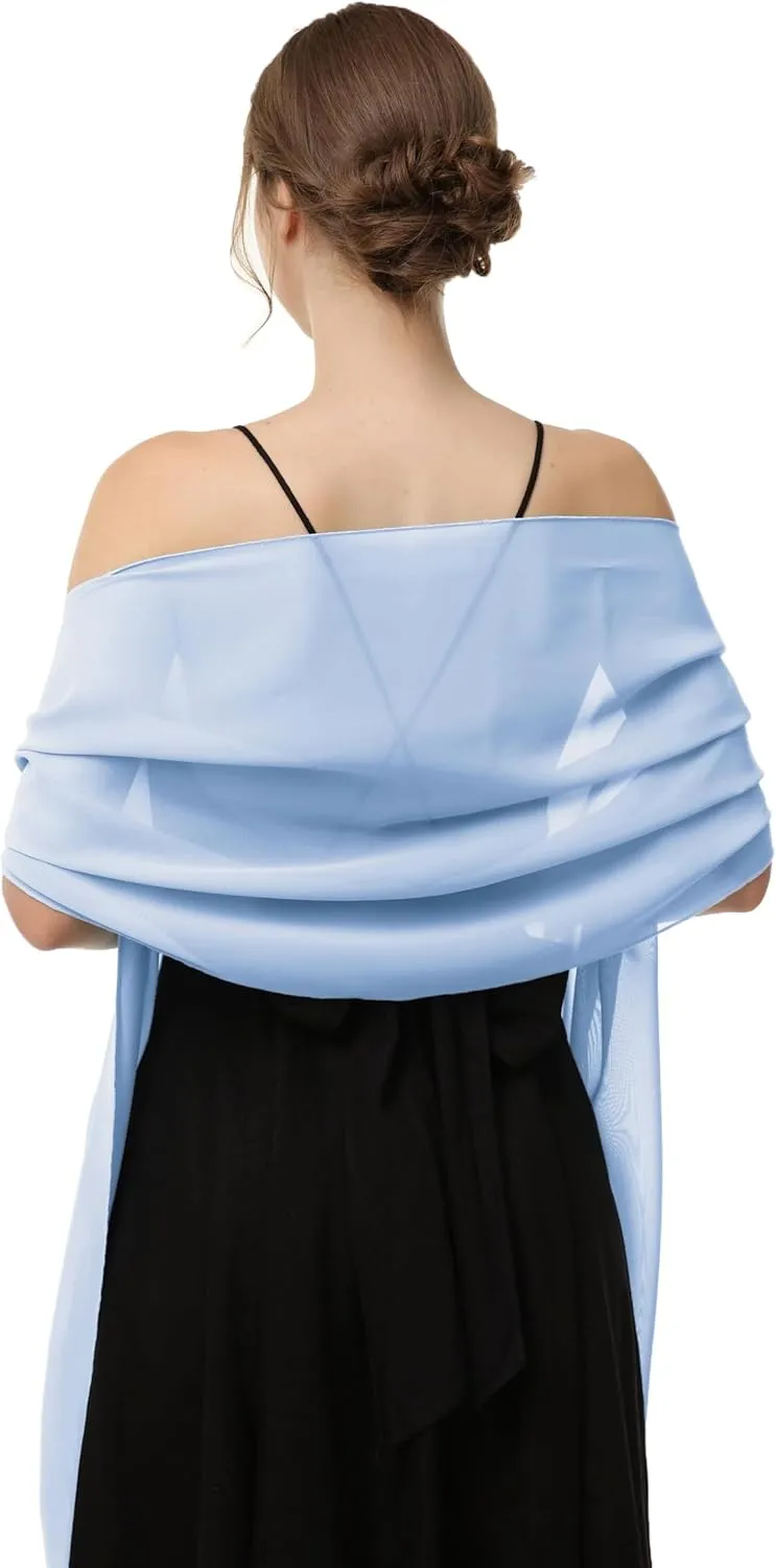 Baoqiya Women's Shawls and Wraps for Evening Dress Chiffon Shawl Soft Elegant Silky Pashmina Wedding Bridal Scarf
