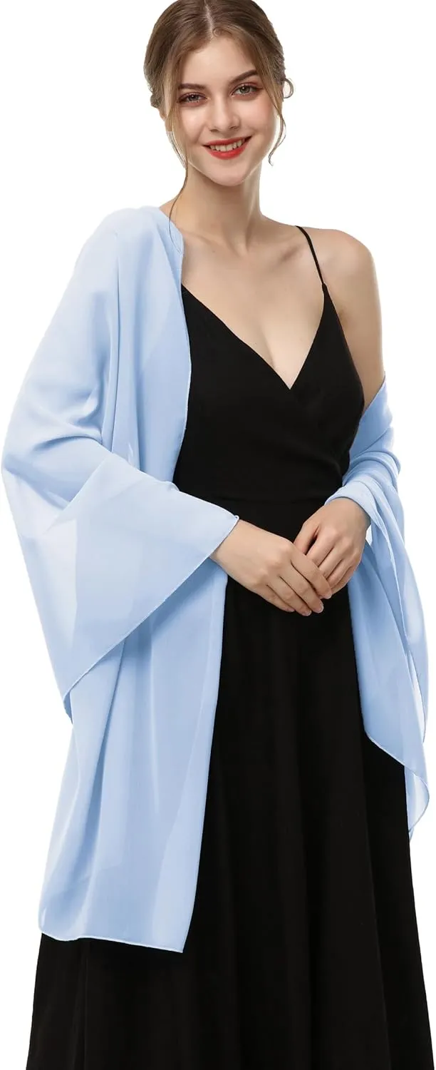 Baoqiya Women's Shawls and Wraps for Evening Dress Chiffon Shawl Soft Elegant Silky Pashmina Wedding Bridal Scarf
