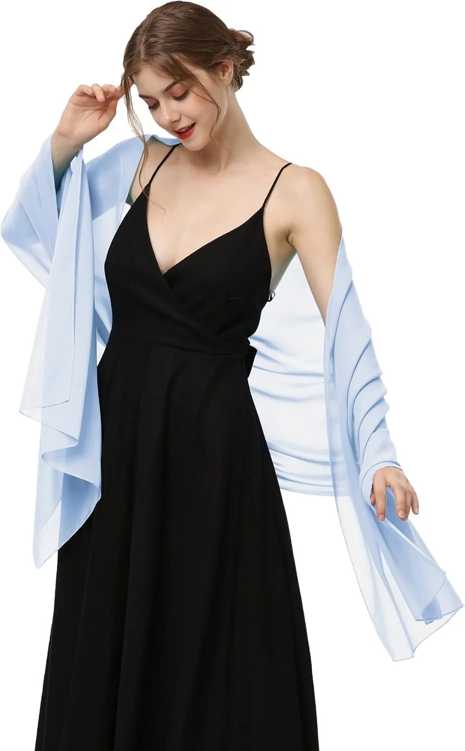 Baoqiya Women's Shawls and Wraps for Evening Dress Chiffon Shawl Soft Elegant Silky Pashmina Wedding Bridal Scarf