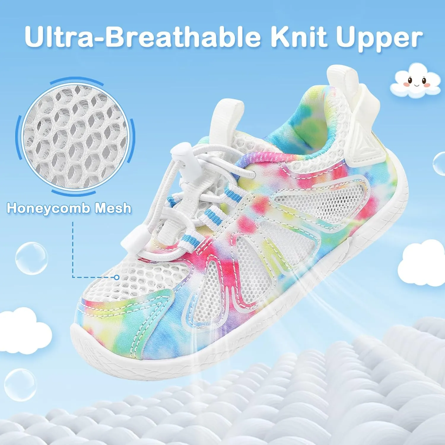 BARERUN Toddler Shoes Boy Girl Sneakers Lightweight Breathable Barefoot Running/Walking Shoes Toddler Tennis Shoes with Adjustable Tightness