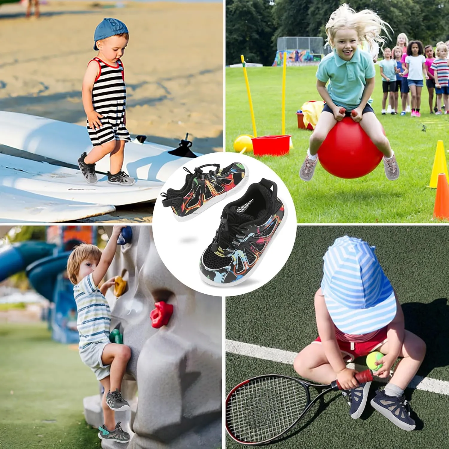 BARERUN Toddler Shoes Boy Girl Sneakers Lightweight Breathable Barefoot Running/Walking Shoes Toddler Tennis Shoes with Adjustable Tightness
